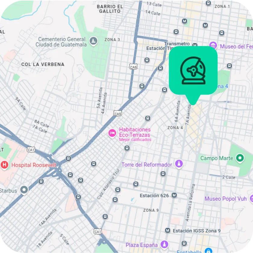 Mapa de la ubicación de Campuslands Guatemala en Campus Tec, zona 4